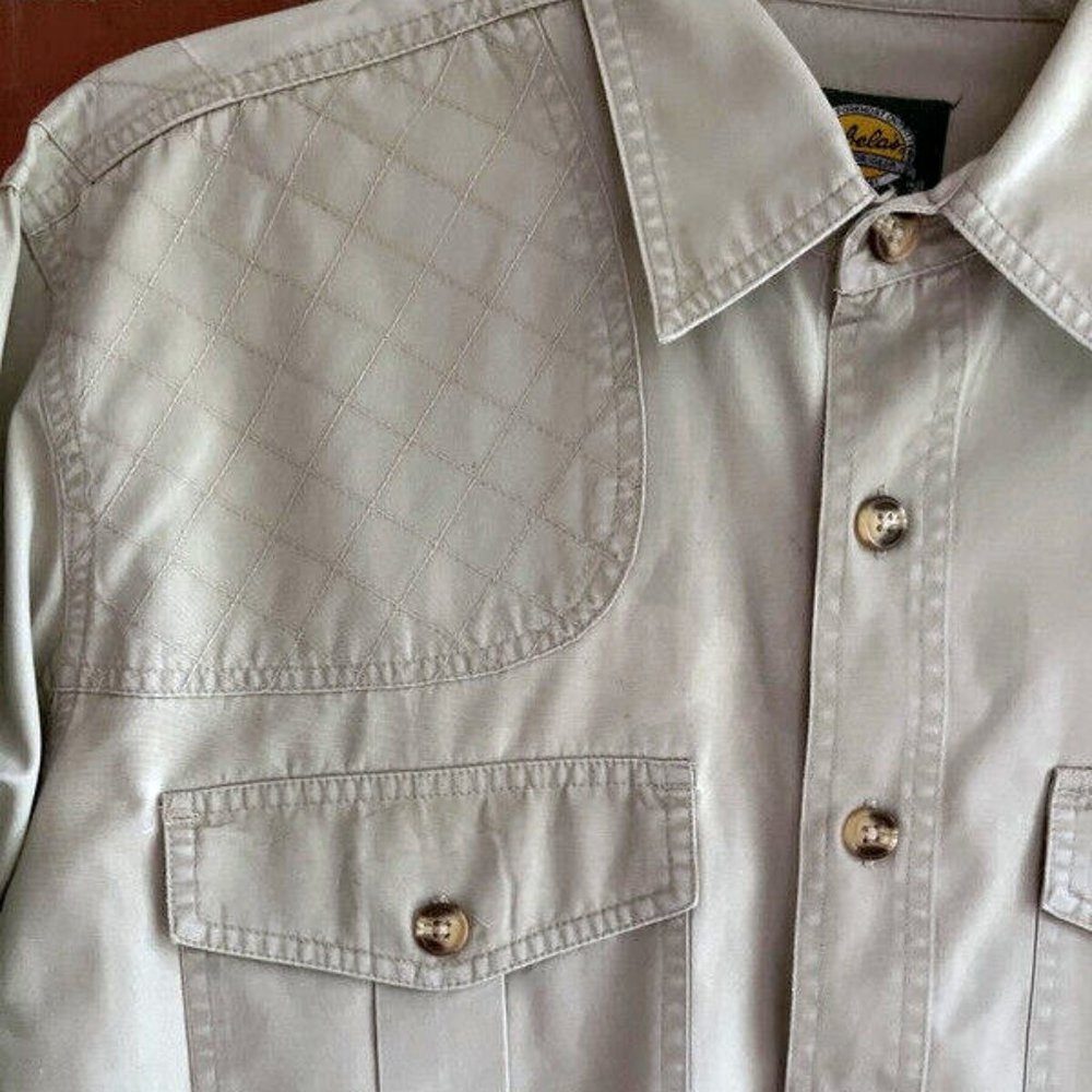 Cabela's Outdoor Button Down Shirt Mens XL Long Sleeve Khacki Tan Heavyweight
